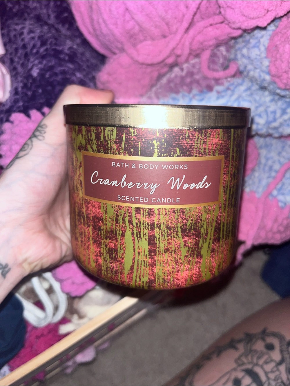 Bath & Body Works Cranberry Woods Candle - Red, Green, Gold